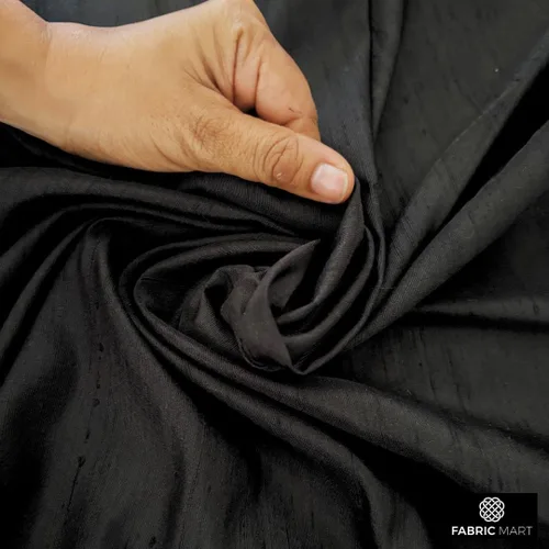 Miniatura 3 de Fabric Mart Direct Tela Dupioni de seda negra por el patio, 2 yardas continuas 41 pulgadas de ancho Slubbed Dupioni Silk Solid Color Black Negro