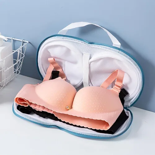 Miniatura 7 de 3 piezas de bolsas para lavar sujetadores de lencería y ropa interior, juego de bolsas para lavadora con cremallera para mujeres, delicados azules