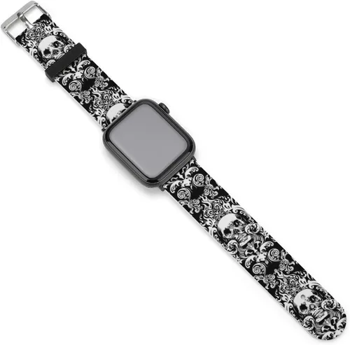 Miniatura 17 de Correa de reloj de silicona suave compatible con Apple Watch para hombres/unisex/jóvenes compatible con Iwatch Series 5/4/3/2/1, Happy Camper