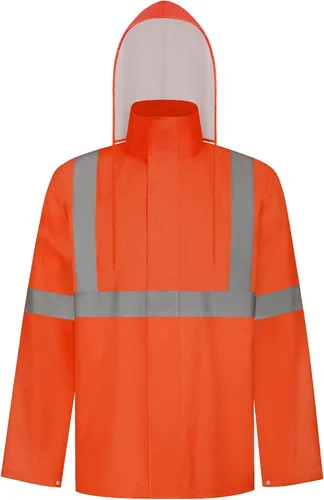 Miniatura 26 de TCCFCCT Chaqueta de lluvia de alta visibilidad para hombre, impermeable, abrigo de lluvia de alta visibilidad para hombres y mujeres con capucha
