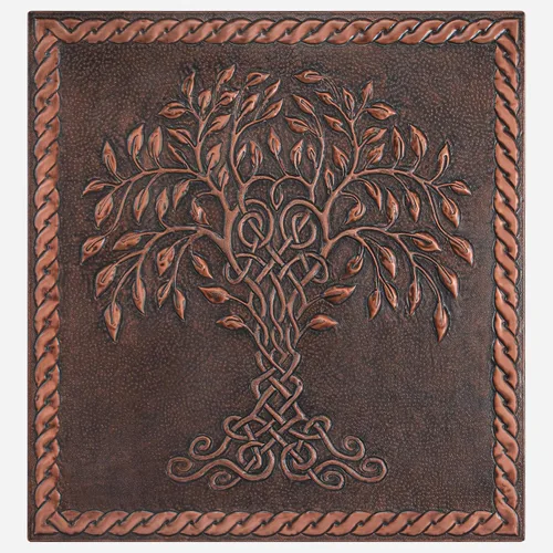Miniatura 8 de Protector contra salpicaduras de cocina, árbol de la vida celta con borde de nudo celta para cocina, panel de cobre personalizado, azulejos de cobre