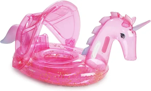 FUNBABY by FUNBOY - Flotador inflable de lujo de un unicornio con purpurina para bebés y niños, perfecto para una fiesta de verano en la piscina