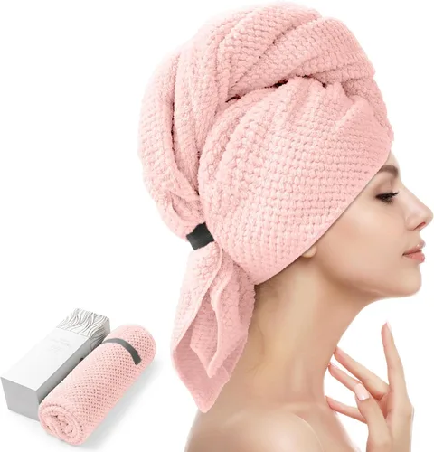 Miniatura 10 de YFONG Toalla Envolvente Grande para Cabello para Mujeres, Toalla de Cabello de Microfibra Súper Absorbente para Cabello Rizado, Turbantes de Cabello