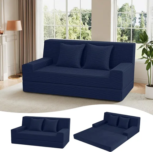 Miniatura 13 de MeMoreCool Sofá cama plegable sin huesos, sofá biplaza convertible de 59 pulgadas, sofá cama plegable de pana 2 en 1 para sala de estar pequeña