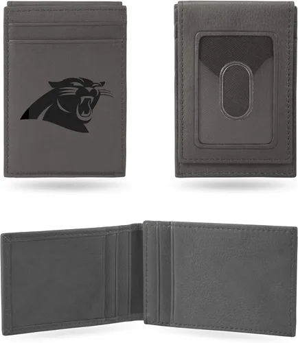 Miniatura 23 de Rico Industries - Cartera de bolsillo frontal con grabado láser NFL de fútbol, gris, compacta/cómoda/delgada