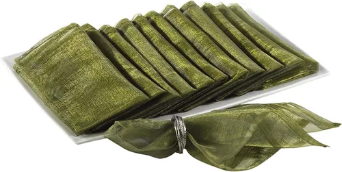 Miniatura 14 de Fennco Styles Sorbet Collection - Servilletas de tela de organza de 20 x 20 pulgadas, juego de 12 servilletas negras para bodas, banquetes, eventos