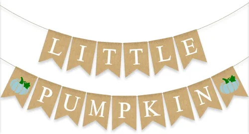 Banner de arpillera de calabaza, guirnalda de baby shower, decoración de calabaza azul, letrero rústico de banderines