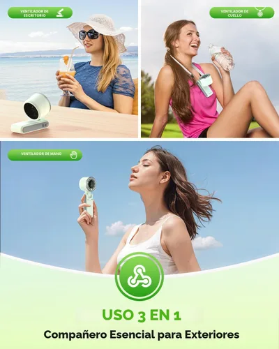 Miniatura 3 de PlayHot Ventilador de Mano Portátil Turbo, 5 Velocidades de Viento, Operado con Batería, Hasta 12 Horas de Funcionamiento, Ventilador de Mano 3 EN 1