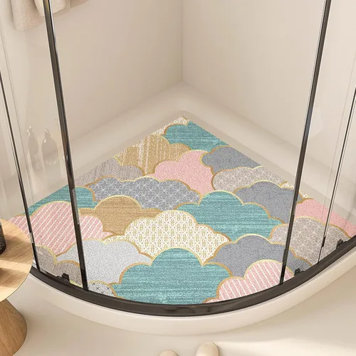 Miniatura 12 de Alfombrilla de ducha antideslizante para esquina con agujeros de drenaje, alfombrilla de ducha de loofah de PVC, alfombrilla de baño de secado