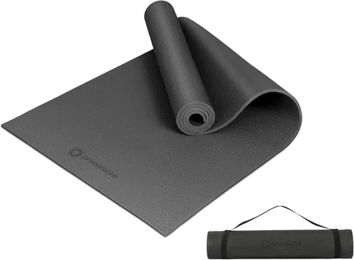 Esterilla de yoga Primasole con correa de transporte para yoga, pilates, fitness y ejercicios en el suelo en casa y gimnasio, antideslizante, 9 gris