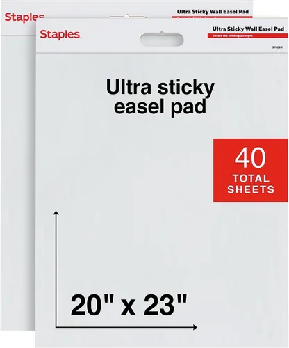 Miniatura 11 de STAPLES Almohadilla de caballete de pared ultra adhesiva, 25 x 30 pulgadas, 20 hojas/bloc, 3 almohadillas/paquete