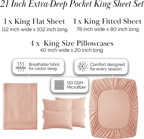 Miniatura 267 de Southshore Fine Living, Inc. Juego de 7 piezas de sábanas King divididas para cama ajustable, juego de sábanas King divididas con bolsillo de 21