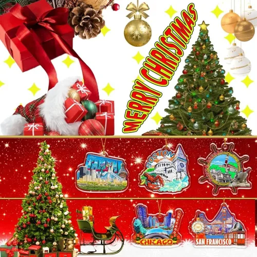 Miniatura 4 de Caragena Colombia - Adorno de Navidad acrílico para árbol de Navidad, decoración clásica de recuerdo de viaje, colección de regalo -1045