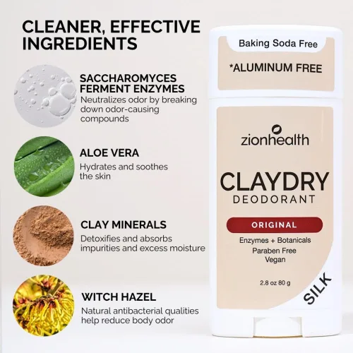 Miniatura 4 de Clay Dry Silk Desodorante Original Zion Health en barra de 2.8 onzas