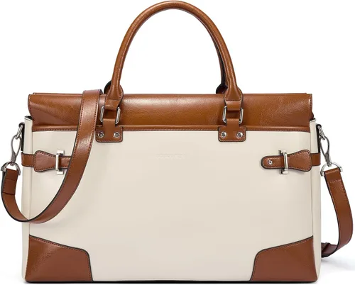 Miniatura 7 de BOSTANTEN Maletín de cuero para mujer con bolso para laptop de 15.6 pulgadas, bolso de mensajero para computadora, bolsa de trabajo de oficina