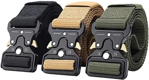 Miniatura 8 de Cinturón táctico, estilo militar, correa de malla de malla resistente de liberación rápida, cinturón de hebilla de metal para hombres y mujeres