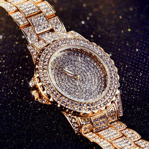 Miniatura 6 de Smalody Round Luxury Women Watch Crystal Rhinestone Diamond Watches Stainless Steel Wristwatch Iced Out Watch with Japan Quartz Movement for Women