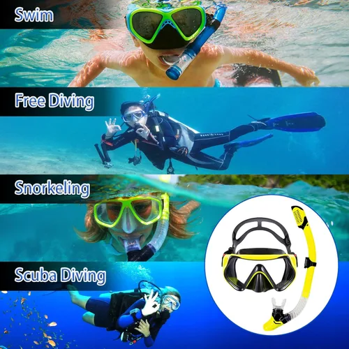 Miniatura 7 de TUDIVING Equipo de esnórquel para adultos, máscara de natación antivaho con vista panorámica, kit de esnórquel con parte superior seca, juego