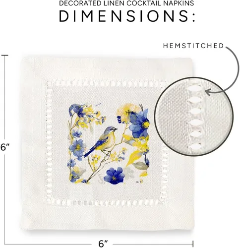 Miniatura 7 de Jolitee Servilletas decorativas de cóctel con punto vainica, 6 x 6 pulgadas, lavables, similares al lino, hechas a mano para el entretenimiento