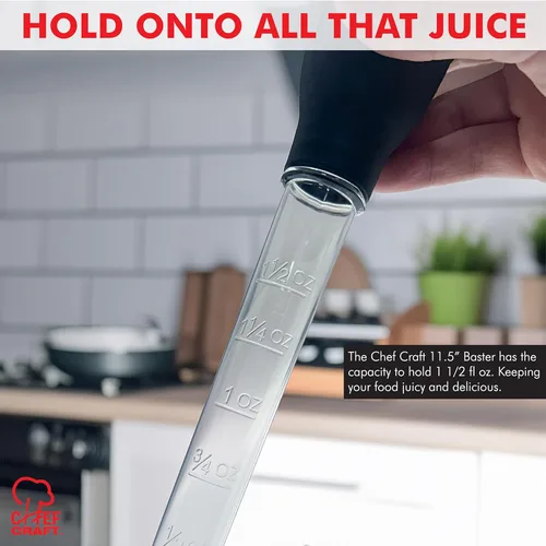 Miniatura 5 de Chef Craft Baster clásico con tubo transparente, 11.5 pulgadas de largo, negro