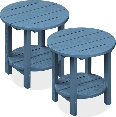 Miniatura 18 de SERWALL Outdoor Round Umbrella Side Table, 3-in-1 Ice Bucket & Side Table & Storage Box, Multi-Functional Use for Porch/Patio/Poolside, Beige