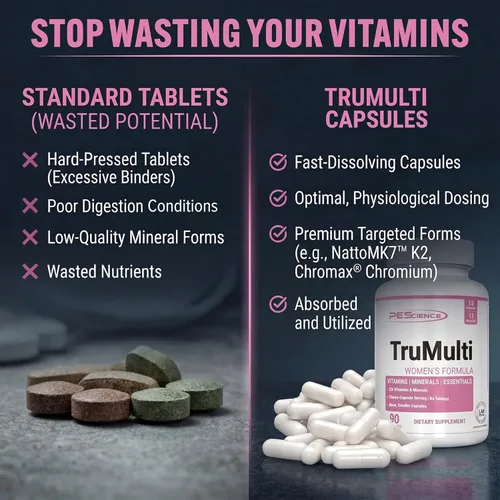 Miniatura 5 de PEScience TruMulti Women's Multivitamínico con vitamina C, D, zinc de primera calidad para apoyo inmunológico y estrés, 90 cápsulas