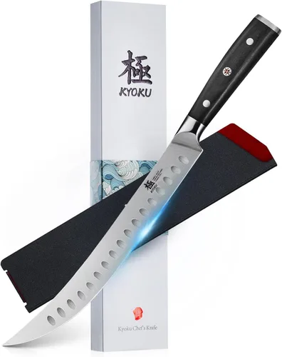 Miniatura 17 de KYOKU Serie Samurai - Cuchillo de carnicero de 7" - Espiga completa - Cuchillos de cocina de acero de alto carbono estilo japonés - Mango