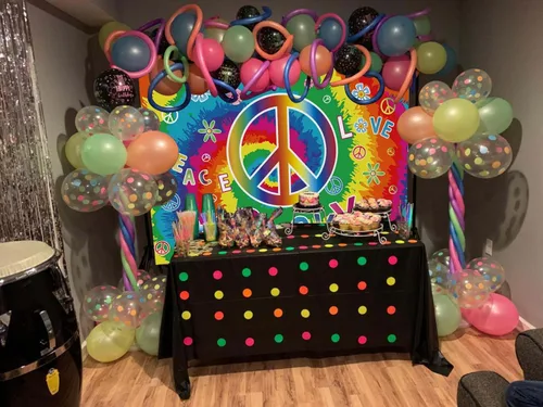 Miniatura 4 de Out - Telón de fondo de un solo dígito de feliz cumpleaños número 10, arco iris, teñido anudado, fondo de fotografía para niñas, decoración