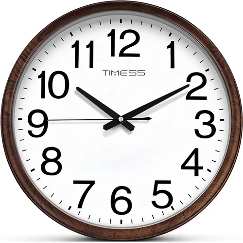 Miniatura 9 de Reloj de pared TIMESS, acabado clásico estilo madera, de 16 pulgadas, silencioso, sin tictac, funciona con pilas, de cuarzo, analógico