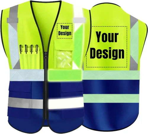 Miniatura 32 de Chaleco de seguridad de alta visibilidad Personaliza tu logotipo chaleco de seguridad protector, Amarillo