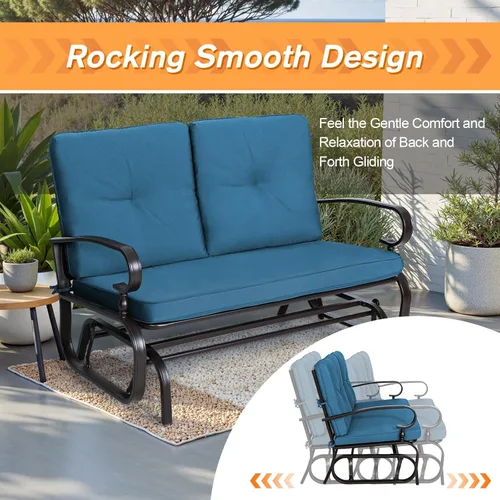 Miniatura 6 de Incbruce silla mecedora para exteriores y columpio para jardín, banco para patio con capacidad para 2 personas, juego de silla con estructura