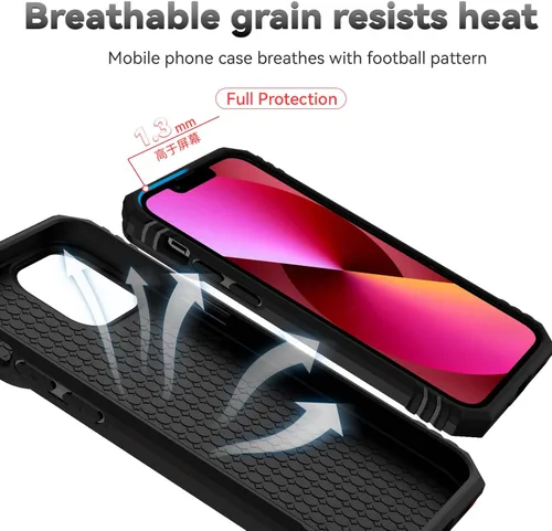 Miniatura 8 de Funda para iPhone 13 con cubierta para lente de cámara, protector de pantalla HD, doble capa [protección contra caídas de grado militar de 15 pies]