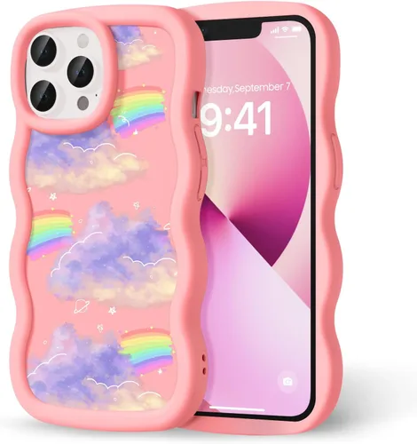 Miniatura 46 de Compatible con iPhone SE/8/7 Funda para Mujeres y Niñas, Marco Ondulado Rizado con Patrón Lindo, Estética Delgada Suave Silicona TPU Parachoques