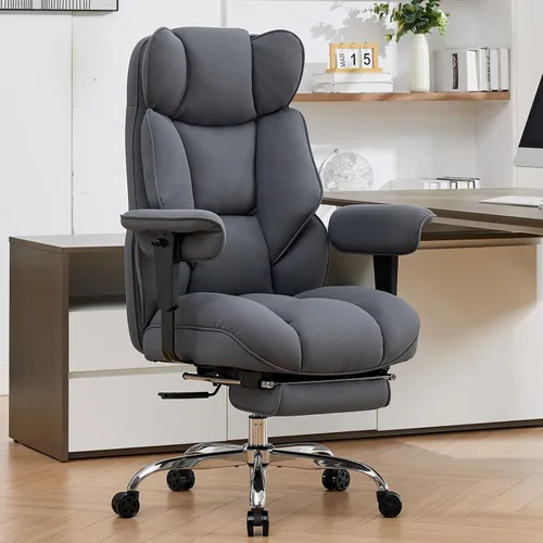 Miniatura 12 de Efomao Silla de oficina ejecutiva, silla de computadora acolchada suave con reposapiés, sillas de escritorio de tela para oficina en casa, sillas