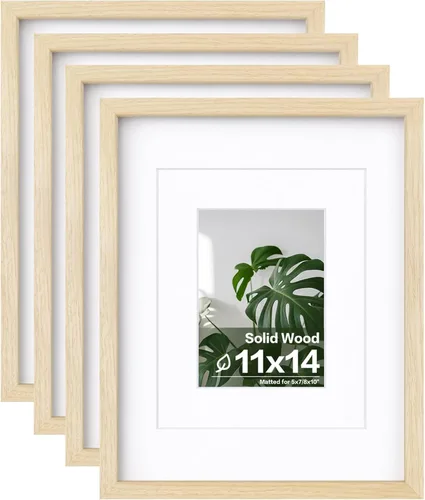 Miniatura 45 de Egofine - Juego de 4 portarretratos 8 x 10 pulgadas de madera maciza y cubierta de plexiglás de 4 x 6/5 x 7 pulgadas con paspartú u 8 x 10 pulgadas