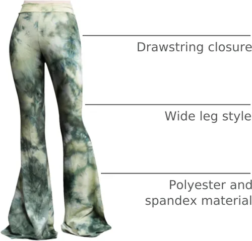 Miniatura 7 de ShopMyTrend - Pantalones de yoga largos con piernas anchas y acampanadas estilo palazzo, con cintura alta, para mujer