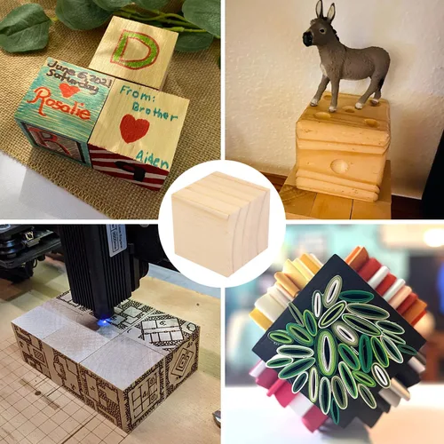 Miniatura 7 de 20 paquetes de bloques de madera para manualidades, bloques de madera de pino de 2.36 pulgadas, bloques de madera de 6 x 6 x 6 cm para pintar