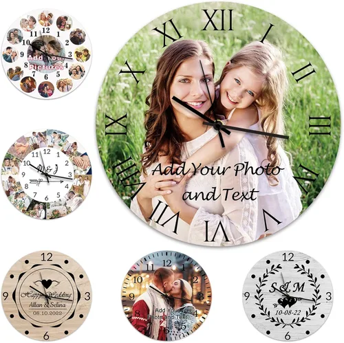 Miniatura 9 de Qingxily Reloj personalizado con imagen, relojes personalizados para paredes, reloj con foto personalizado, regalo para el día de San Valentín, día