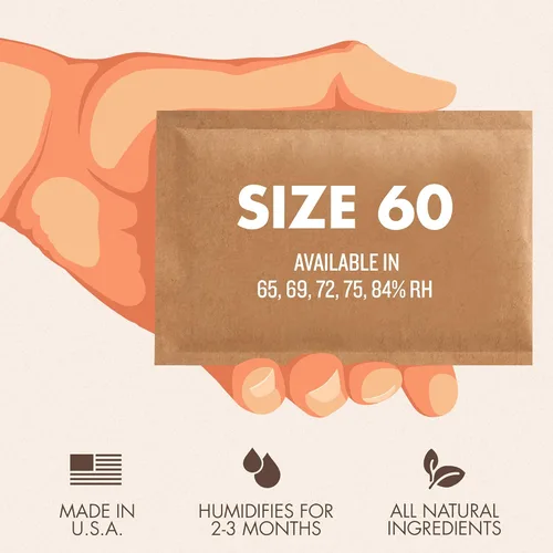 Miniatura 5 de Boveda paquete de control de humedad bidireccional 65% para hasta 25 artículos – Tamaño 60 – Individual – Absorción de humedad y almacenamiento a