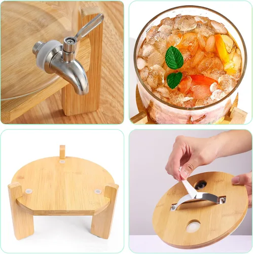 Miniatura 4 de Dispensador de bebidas, dispensador de bebidas de vidrio de 2.1 galones con soporte, dispensador de agua de vidrio con espita, dispensadores