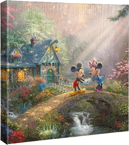 Miniatura 10 de Thomas Kinkade Studios Mickey and Minnie - Puente cariño de 11 x 14 pulgadas, marco negro satinado