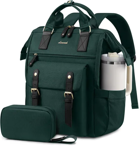 Miniatura 21 de LOVEVOOK - Mochila para laptop de mujer, bolsa de trabajo, viaje, computadora, mochila para maestra o enfermera, bolsa para libros, beige verde