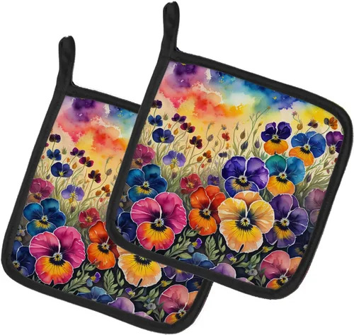 Miniatura 26 de Caroline's Treasures Juego de soportes para ollas de cocina coloridos de Asters, resistentes al calor, almohadillas calientes para cocinar, hornear