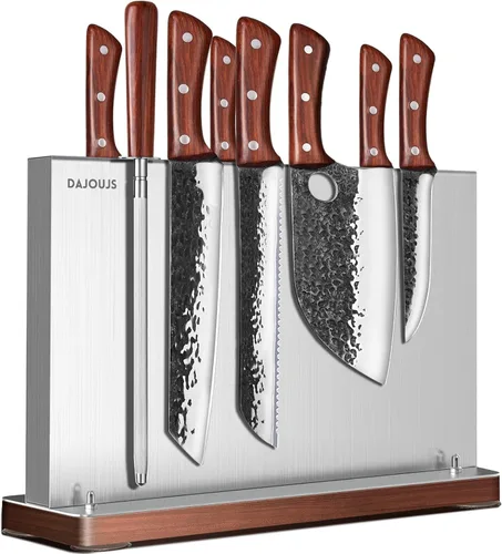 Miniatura 8 de Juego de cuchillos de cocina con bloque – Juego de 6 cuchillos de chef, 5 piezas de acero inoxidable de alto carbono – Cuchillos afilados con un