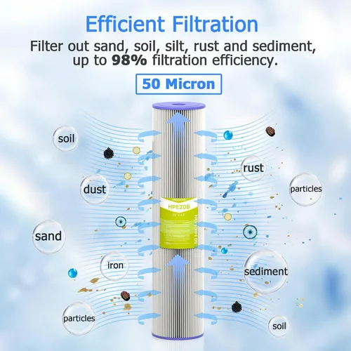 Miniatura 2 de Cartucho de filtro de agua de 50 micrones para toda la casa, filtros de sedimentos plisados para agua de pozo, reemplazo universal para cualquier