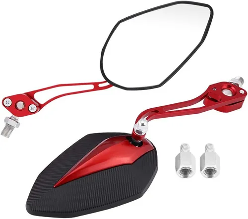 Espejo retrovisor para motocicleta, par de espejos retrovisores universales de aleación de aluminio de 0.315 in y 0.394 in (rojo)