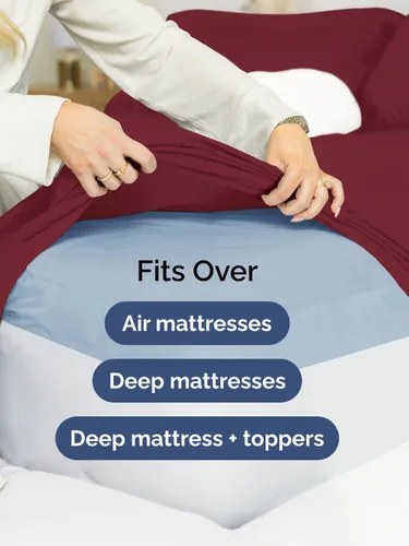 Miniatura 6 de Sábanas King divididas con bolsillos extra profundos, sábanas transpirables y refrescantes de 5 piezas, sábanas de lujo para hotel, suaves, sin 25