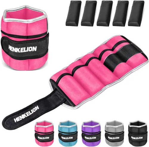 Henkelion - Juego de 1 par de pesas ajustables, tobillo y muñeca, 2, 3, 5 y 10 libras, para gimnasio, entrenamiento, correr, levantamiento de pesas,