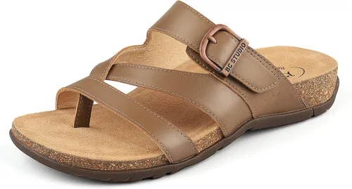 Miniatura 7 de BCSTUDIO Women's Orthopedic Flip Flop Sandals with Arch Support Comfortable Orthotic Summer Walking Casual Dressy Leather Flat Sandals for Women