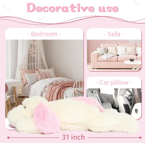 Miniatura 4 de MorisMos Animales de Peluche de Perro Gigante, Perro de Peluche Grande de 31 pulgadas, Almohada Suave de Cachorro Grande de Peluche, Regalos